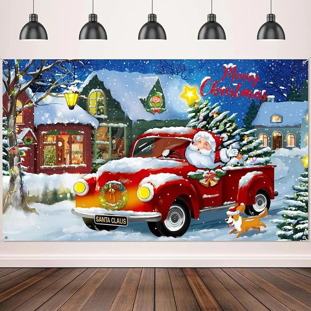 Christmas Backdrop with Santa Claus‎ and Winter Scene